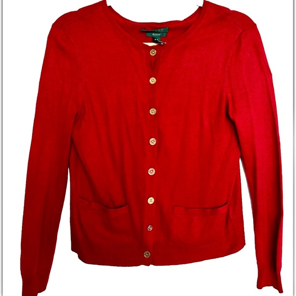 Ralph Lauren Sweaters - Ralph Lauren Red Silk and Cashmere Cardigan Size Petite Small